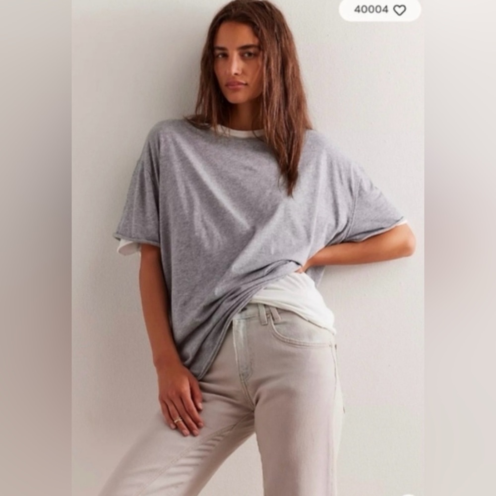We The Free Short Sleeve Nina T-Shirt in Heather Grey NWOT